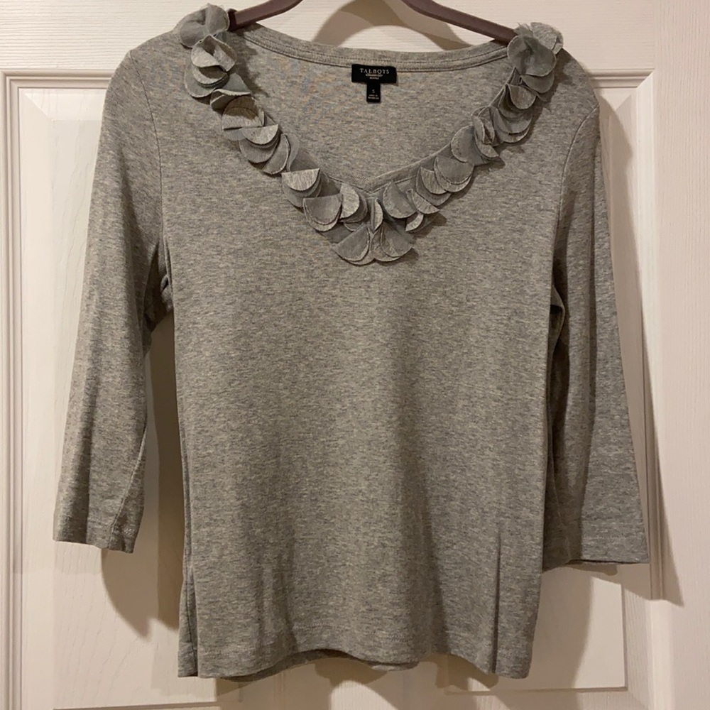 Talbots Cotton Shirt with Ruffle Detail Size S